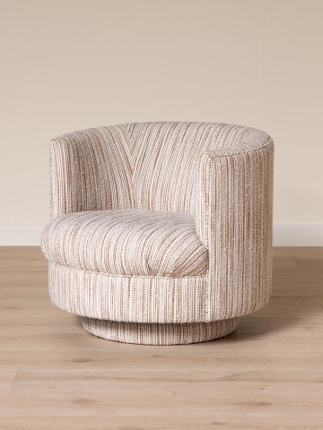 Fotoliu lounge rotativ din stofă texturată crem, „Serena” - Img 7
