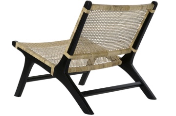 Fotoliu negru din lemn de tec si rattan , "Boho" - Img 7