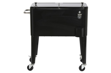 Frigider exterior vintage din oțel negru cu capac dublu, roți și sistem pasiv de răcire, 56 L, „Aruba” - Img 5