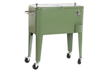 Frigider exterior vintage din oțel verde cu capac dublu, roți și sistem pasiv de răcire, 56 L, „Anika” - Img 2