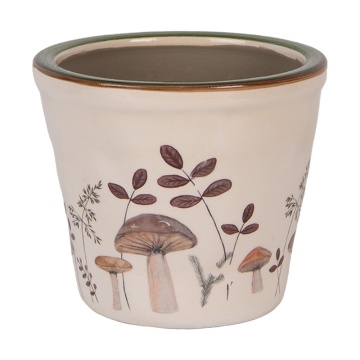 Ghiveci bej, din ceramica, Ø12x11 cm, Mushrooms