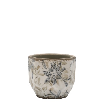 Ghiveci crem, din ceramica, H11.5/D12cm, Croix