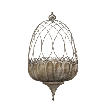Ghiveci de perete din metal, mocca antichizat, H65/L34/W18 cm