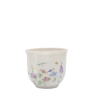 Ghiveci din ceramică crem cu model floral „Papillon”, H10.5/D12 cm