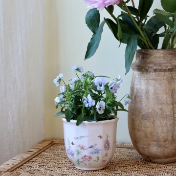Ghiveci din ceramică crem cu model floral „Papillon”, H10.5/D12 cm - Img 2