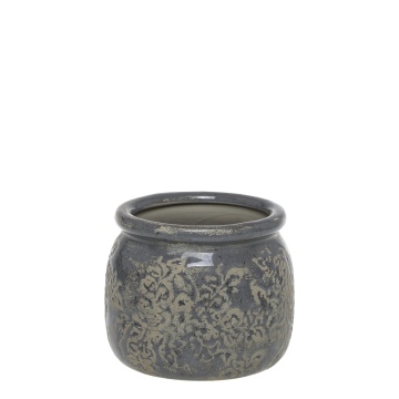 Ghiveci din ceramica cu motiv floral, H9.5/D12 cm, Antibes