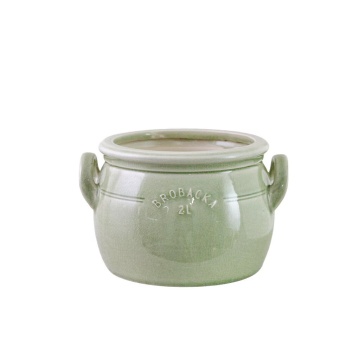 Ghiveci din ceramică glazurată manual 2L verde deschis, „Brobacka"