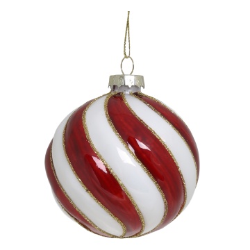 Glob vintage din sticlă pictat manual, D8 cm, „Antique Cherry”