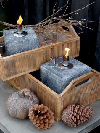 Lampă cu ulei stil rustic decorativ gri ciment și metal, „Frejus” - Img 3