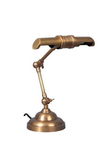 Lampă de birou din alamă antichizată, cu braț articulat, finisaj vintage, 51×30 cm, „Banco"