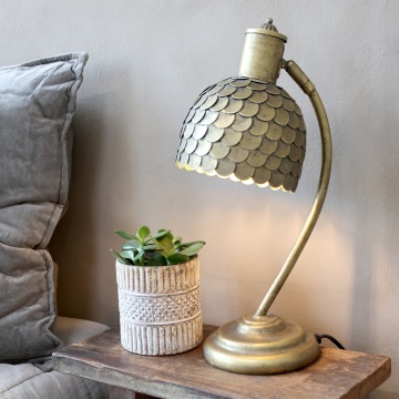 Lampa de masa, auriu, din fier, cu solzi, Fish - Img 2