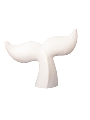 Lampă de masă decorativă din rășină și pulbere de piatră, albă, în formă de coadă de balenă, 42 x 53 x 19 cm, „Fluke”