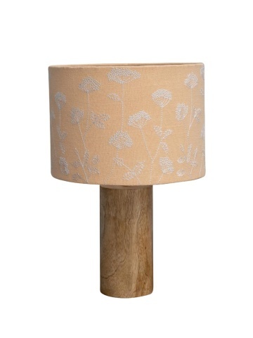 Lampa de masa, din lemn de mango, cu abajur din bumbac, Manon