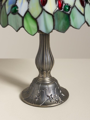 Lampa de masa din metal, cu abajur din sticla vitrata , "Bloom" - Img 3