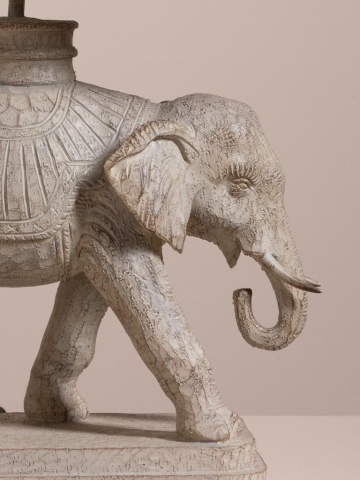 Lampa de masa din polirasină, cu abajur din iută naturală , "Elephant Royal" - Img 4