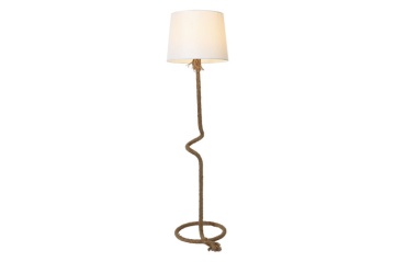 Lampadar decorativ stil mediteranea alb, funie in structura abajur din in, "LAM"