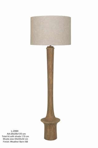 Lampadar din lemn de mango și in, natur, finisaj natural, 171 x 51 cm, „Talloires”