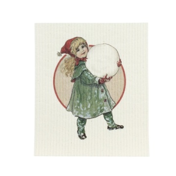 Lavetă artizanală din bumbac cu motiv de iarnă de Jenny Nyström, multicolor, 17×20 cm, „Snowball"