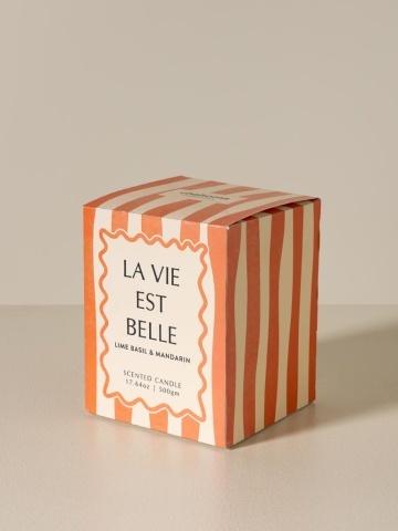 Lumânare portocalie «La vie est belle» – parfum de mandarină și busuioc - Img 4