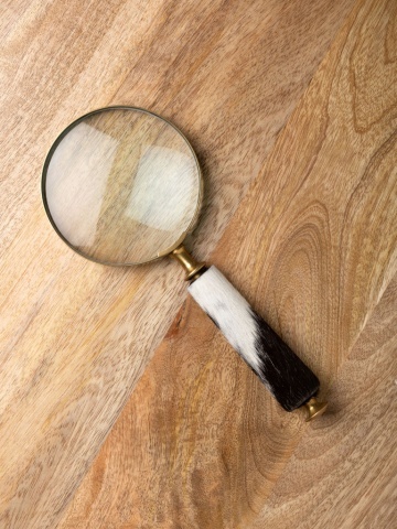 Lupă cu mâner din piele naturala de vacă, Ø10 cm - Img 2