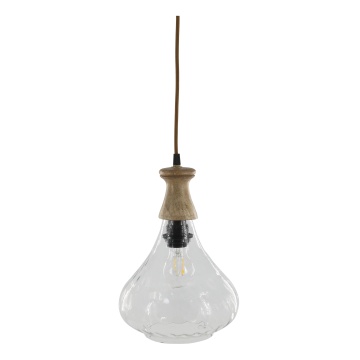 Lustra din sticla si lemn de mango, H31/D21cm, 40W