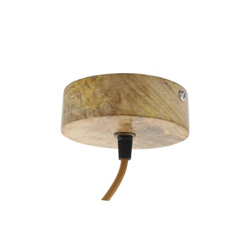 Lustra din sticla si lemn de mango, H33/D23cm, 40W - Img 3