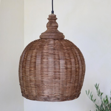 Lustra impletita manual din rattan si rachita, D34 cm - Img 4