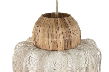 Lustră suspendată din bumbac și iarbă de mare împletită, maro deschis, finisaj natural, 52 x 38 cm, „Gournay” - Img 3