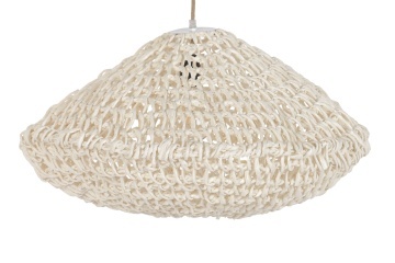Lustră suspendată din fibre naturale împletite, natur, 35 x 65 cm, „Conches”