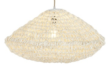 Lustră suspendată din fibre naturale împletite, natur, 35 x 65 cm, „Conches” - Img 2
