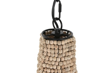 Lustră suspendată din lemn și metal, natur, cu sfere din lemn, 174,5 x 36,5 cm, „Clermont” - Img 4