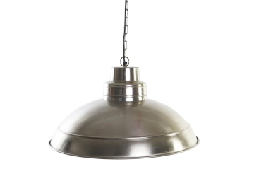 Lustră suspendată din metal, argintiu, formă de calotă, finisaj nichelat, 30 x 54 cm, „Sedan”