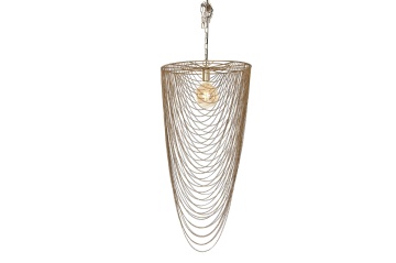 Lustră suspendată din metal, auriu, cu lanțuri, finisaj antichizat, 98 x 46 cm, „Vernon”