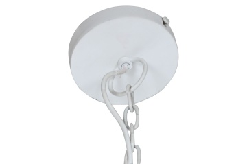 Lustră suspendată din metal și lemn, alb, 71 x 58 cm, „Moret” - Img 6