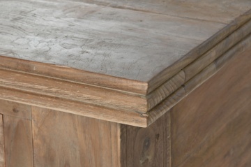 Masă consolă în stil etnic, din lemn de tec reciclat, natur, cu 4 sertare și picioare strunjite cu caneluri sculptate, 78 x 220 x 80 cm, „Grand Loft” - Img 7