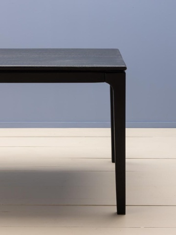 Masă de dining din lemn de mango, negru, finisaj satinat, 190×90×76 cm, „Upsilon" - Img 4