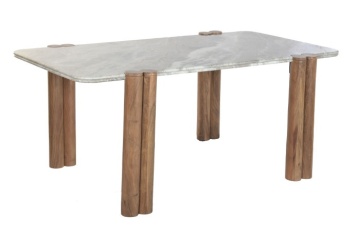 Masă dining din lemn masiv de mango cu blat din marmură gri, 180X100X76 cm, „Zenith" - Img 2