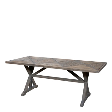 Masa dining, din lemn reciclat, design unic, cu aspect rustic, Old French