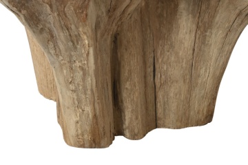 Masă dining rotundă din rădăcină de teak cu blat din sticlă securizată, 160×160×76 cm, „Raiz" - Img 9