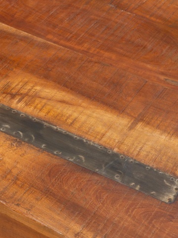 Masă pliabilă din lemn reciclat și metal, cu blat patinat și picioare pliabile, natur, finisaj satinat, 165×76×76 cm, „Marolles" - Img 6