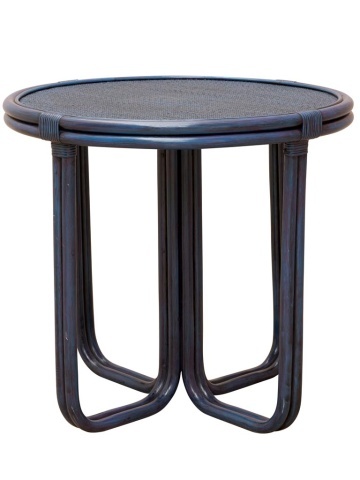 Masa rotunda de dining din rattan, albastru, "Pigmento"