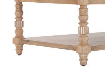 Măsuță de cafea din lemn masiv de mango, finisaj natural maro, 2 sertare și poliță inferioară, 110 x 60 x 45 cm, „Classic" - Img 7