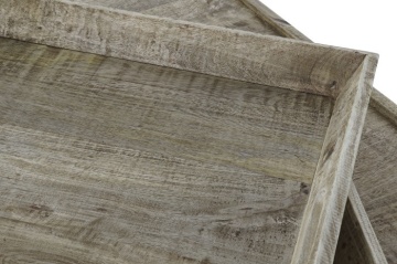 Măsuță de cafea pătrată din lemn și metal, natur și negru, cu 3 tăvi detașabile și bază în X, 55 x 120 x 120 cm, „Traywood” – Ethnic Collections - Img 5