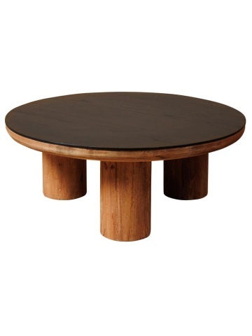 Masuta de cafea rotunda, din lemn vechi de pin si stejar, "Sens"