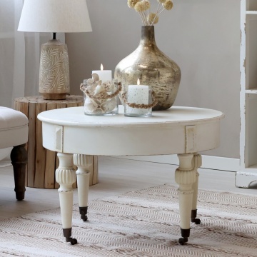 Măsuță de cafea shabby chic pe roți, crem antichizat, "Marie Antoinette" - Img 2