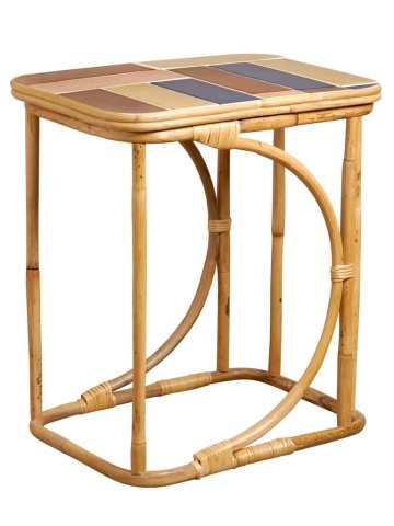 Masuta laterala din rattan, cu placi ceramice multicolore , "Villa"