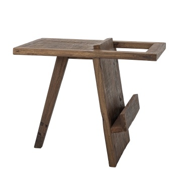 Măsuță laterală rustică din lemn reciclat maro cu spațiu pentru reviste 60x40x48 cm „Villum"