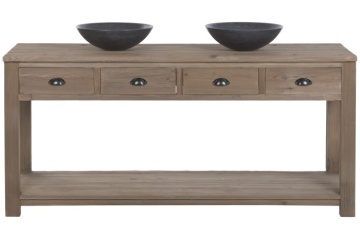 Mobilier de baie rustic din lemn vechi reciclat și pin, 4 sertare și poliță inferioară, 165 x 50 x 90 cm, „Cottage" - Img 2