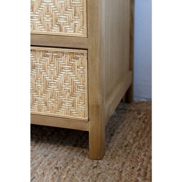 Noptieră din lemn si rattan împletit, 2 sertare, "Braided" - Img 6