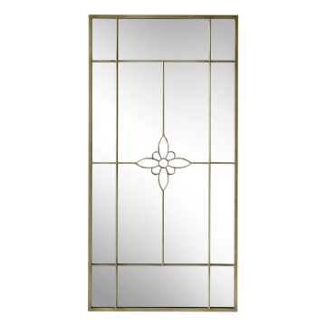 Oglindă cu decor floare, finisaj alamă antichizată, 90×2×180 cm